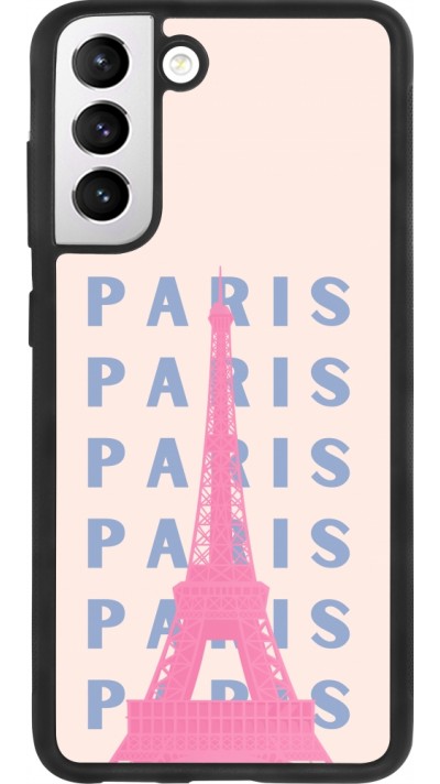 Coque Samsung Galaxy S21 FE 5G - Silicone rigide noir Paris Pink Print