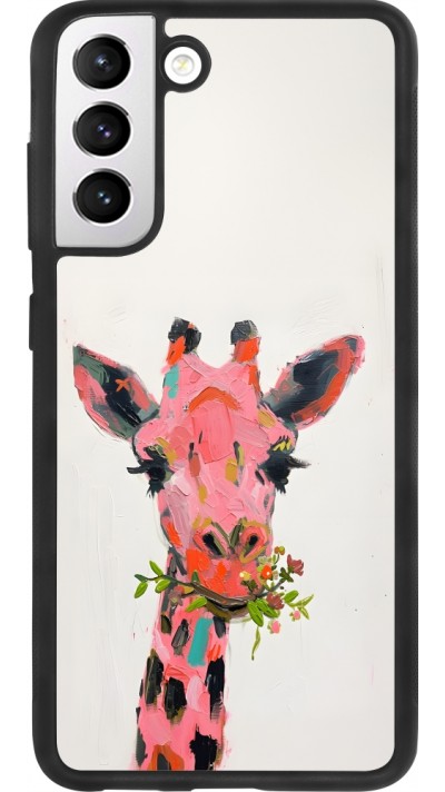 Coque Samsung Galaxy S21 FE 5G - Silicone rigide noir Pink Girafe Paint