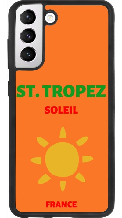 Coque Samsung Galaxy S21 FE 5G - Silicone rigide noir Pop Summer Destination St-Tropez