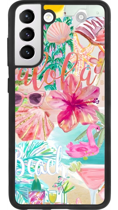 Coque Samsung Galaxy S21 FE 5G - Silicone rigide noir Preppy Collage Aloha