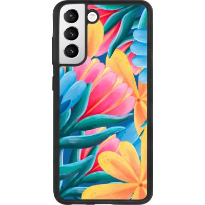 Coque Samsung Galaxy S21 FE 5G - Silicone rigide noir Spring 23 colorful flowers