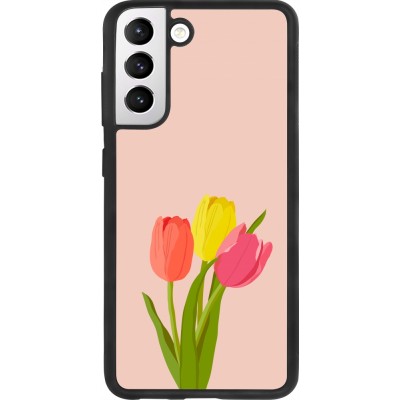 Coque Samsung Galaxy S21 FE 5G - Silicone rigide noir Spring 23 tulip trio