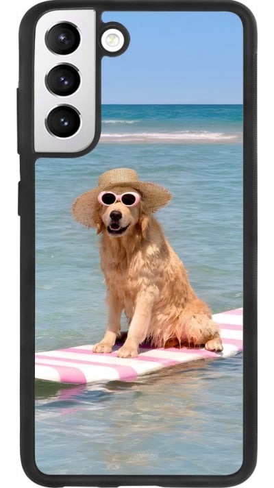 Coque Samsung Galaxy S21 FE 5G - Silicone rigide noir Summer Dog on Paddle