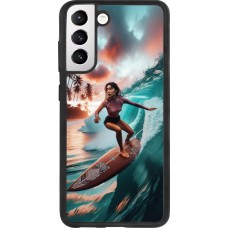 Samsung Galaxy S21 FE 5G Case Hülle - Silikon schwarz Surferin aus Bali