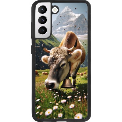 Coque Samsung Galaxy S21 FE 5G - Silicone rigide noir Vache montagne Valais