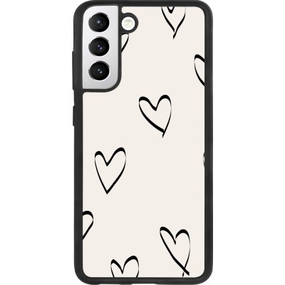 Coque Samsung Galaxy S21 FE 5G - Silicone rigide noir Valentine 2023 minimalist hearts