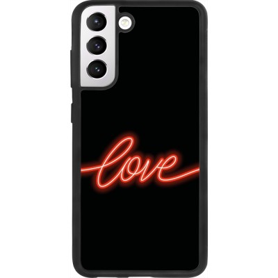 Coque Samsung Galaxy S21 FE 5G - Silicone rigide noir Valentine 2023 neon love