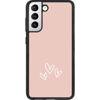 Coque Samsung Galaxy S21 FE 5G - Silicone rigide noir Valentine 2023 three minimalist hearts