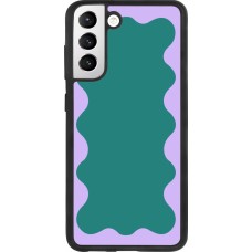 Coque Samsung Galaxy S21 FE 5G - Silicone rigide noir Wavy Rectangle Green Purple