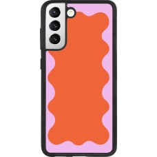 Coque Samsung Galaxy S21 FE 5G - Silicone rigide noir Wavy Rectangle Orange Pink