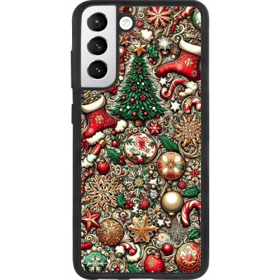 Coque Samsung Galaxy S21 FE 5G - Silicone rigide noir Noël 2023 micro pattern