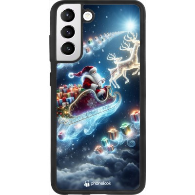 Coque Samsung Galaxy S21 FE 5G - Silicone rigide noir Noël 2023 Père Noël enchanté