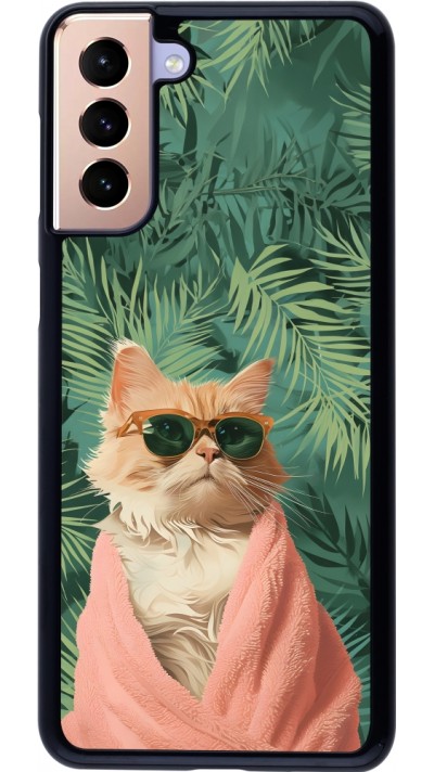 Coque Samsung Galaxy S21+ 5G - Cat Summer Palms