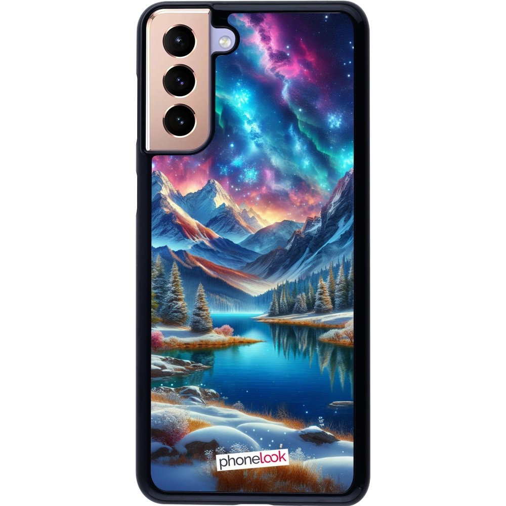 Coque Samsung Galaxy S21+ 5G - Fantasy Mountain Lake Sky Stars