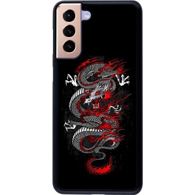 Coque Samsung Galaxy S21+ 5G - Japanese style Dragon Tattoo Red Black