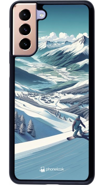 Coque Samsung Galaxy S21+ 5G - Snowboarder Montagne