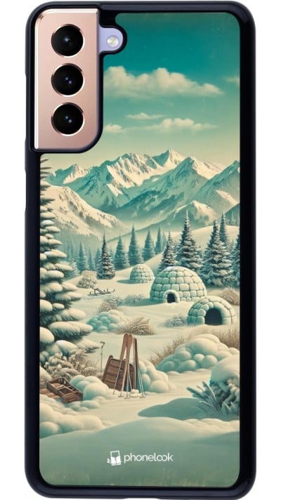 Coque Samsung Galaxy S21+ 5G - Vintage Snowy Mountain Igloo