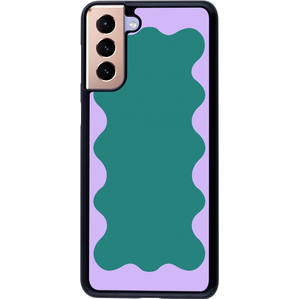 Coque Samsung Galaxy S21+ 5G - Wavy Rectangle Green Purple