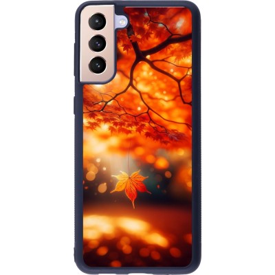 Coque Samsung Galaxy S21+ 5G - Silicone rigide noir Automne Magique Orange