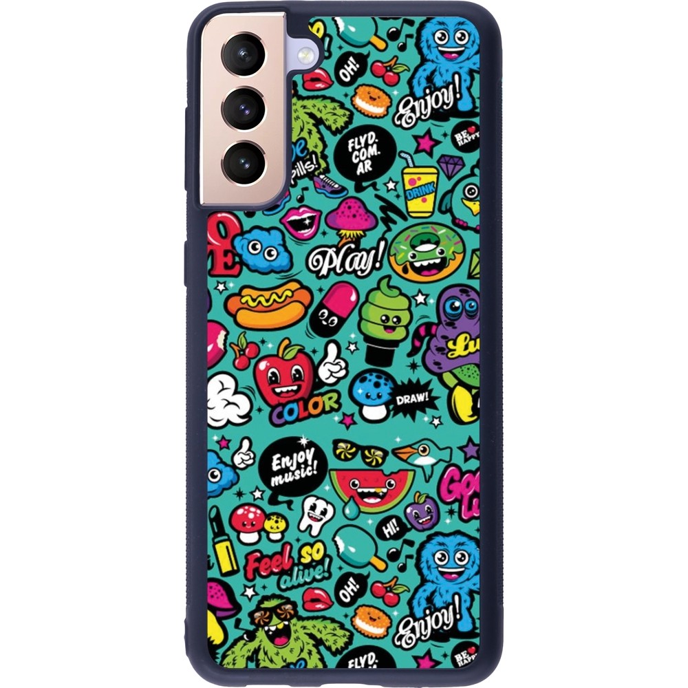 Samsung Galaxy S21+ 5G Case Hülle - Silikon schwarz Cartoons old school