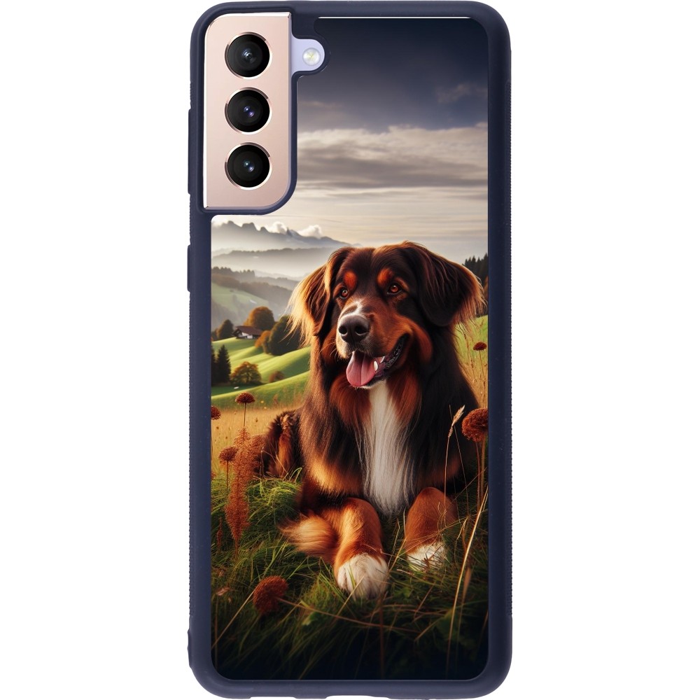 Coque Samsung Galaxy S21+ 5G - Silicone rigide noir Chien Campagne Suisse