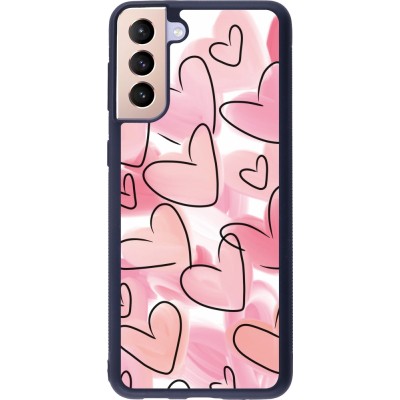 Coque Samsung Galaxy S21+ 5G - Silicone rigide noir Easter 2023 pink hearts