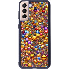 Coque Samsung Galaxy S21+ 5G - Silicone rigide noir Emoji mixed