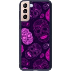 Coque Samsung Galaxy S21+ 5G - Silicone rigide noir Halloween 2023 pink skulls