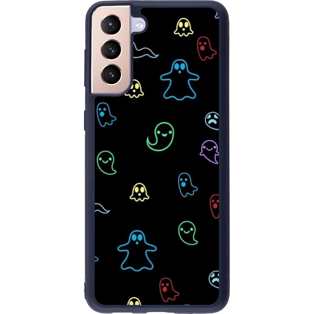 Coque Samsung Galaxy S21+ 5G - Silicone rigide noir Halloween 2024 colorful ghosts