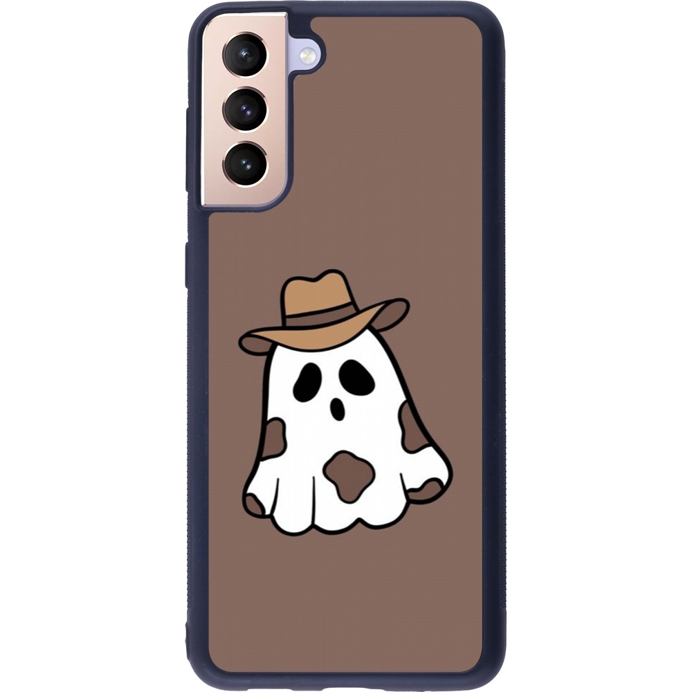 Coque Samsung Galaxy S21+ 5G - Silicone rigide noir Halloween 2024 cowboy ghost