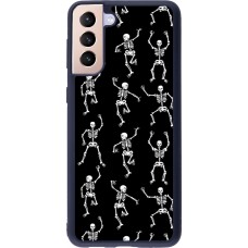 Coque Samsung Galaxy S21+ 5G - Silicone rigide noir Halloween 2024 dancing skeleton