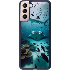 Coque Samsung Galaxy S21+ 5G - Silicone rigide noir Manta Lagon Nettoyage