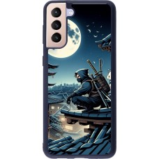 Coque Samsung Galaxy S21+ 5G - Silicone rigide noir Ninja sous la lune