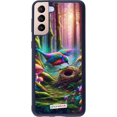 Coque Samsung Galaxy S21+ 5G - Silicone rigide noir Oiseau Nid Forêt