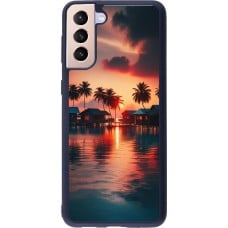 Coque Samsung Galaxy S21+ 5G - Silicone rigide noir Paradis Maldives