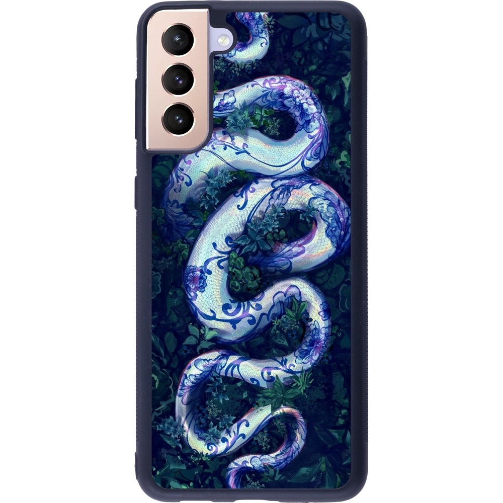 Coque Samsung Galaxy S21+ 5G - Silicone rigide noir Serpent Blue Anaconda