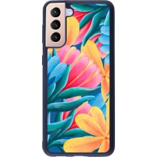 Coque Samsung Galaxy S21+ 5G - Silicone rigide noir Spring 23 colorful flowers