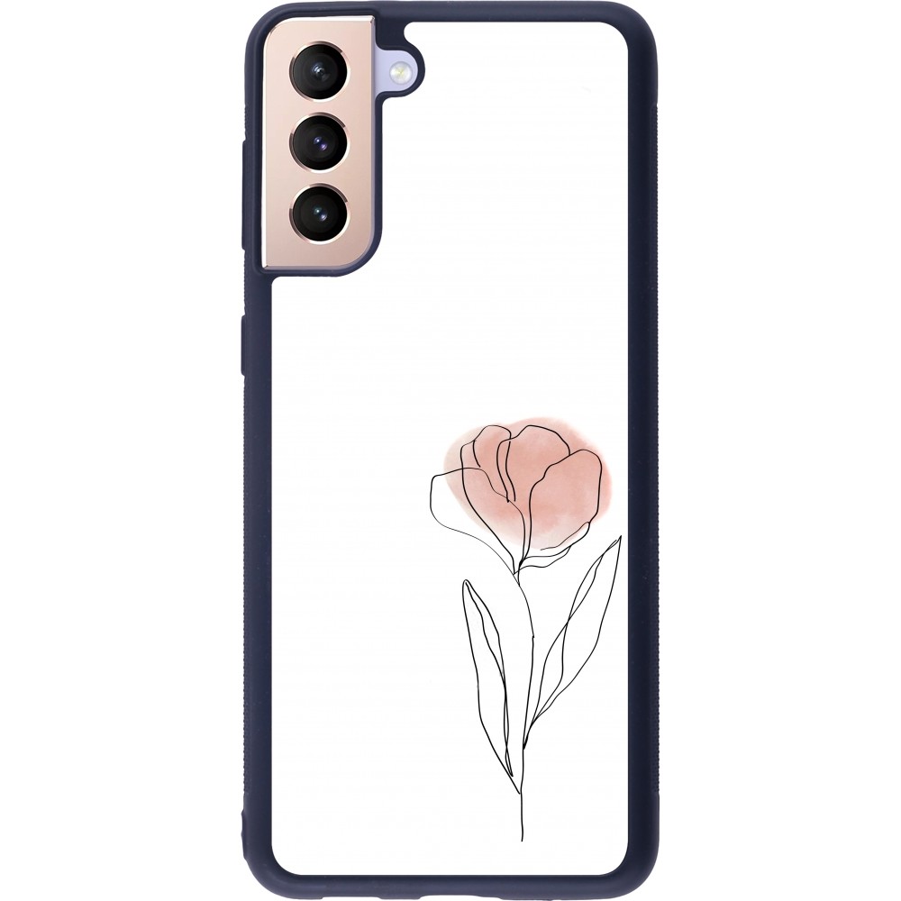 Coque Samsung Galaxy S21+ 5G - Silicone rigide noir Spring 23 minimalist flower