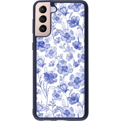 Coque Samsung Galaxy S21+ 5G - Silicone rigide noir Spring 23 watercolor blue flowers