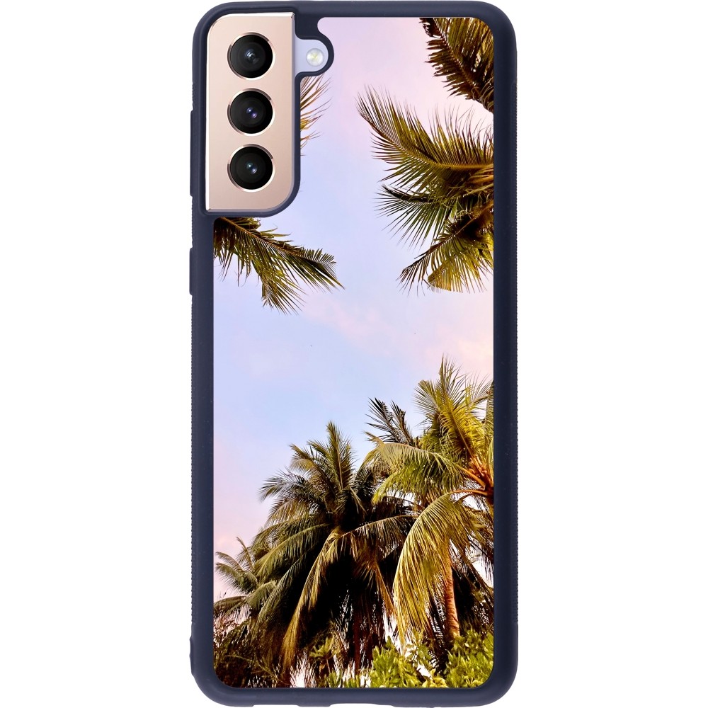 Coque Samsung Galaxy S21+ 5G - Silicone rigide noir Summer 2023 palm tree vibe