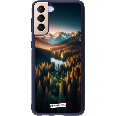 Coque Samsung Galaxy S21+ 5G - Silicone rigide noir Sunset Forest Lake