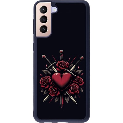 Coque Samsung Galaxy S21+ 5G - Silicone rigide noir Valentine 2024 gothic love