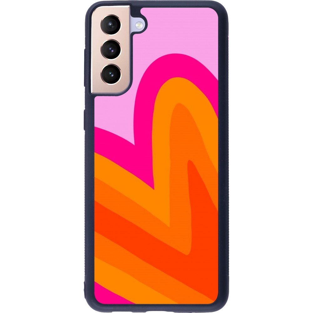 Coque Samsung Galaxy S21+ 5G - Silicone rigide noir Valentine 2024 heart gradient