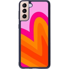 Coque Samsung Galaxy S21+ 5G - Silicone rigide noir Valentine 2024 heart gradient