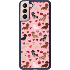 Coque Samsung Galaxy S21+ 5G - Silicone rigide noir Valentine 2024 puppy love