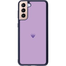 Coque Samsung Galaxy S21+ 5G - Silicone rigide noir Valentine 2023 purpule single heart