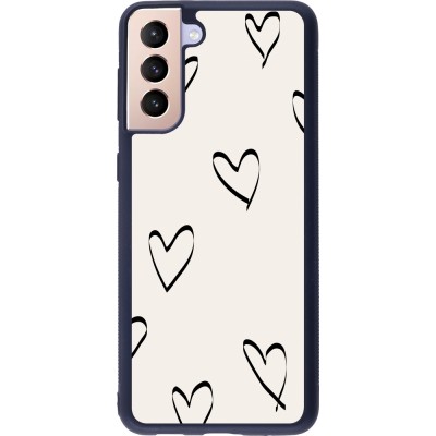 Coque Samsung Galaxy S21+ 5G - Silicone rigide noir Valentine 2023 minimalist hearts