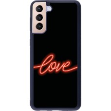 Coque Samsung Galaxy S21+ 5G - Silicone rigide noir Valentine 2023 neon love