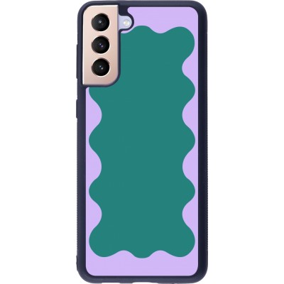 Coque Samsung Galaxy S21+ 5G - Silicone rigide noir Wavy Rectangle Green Purple