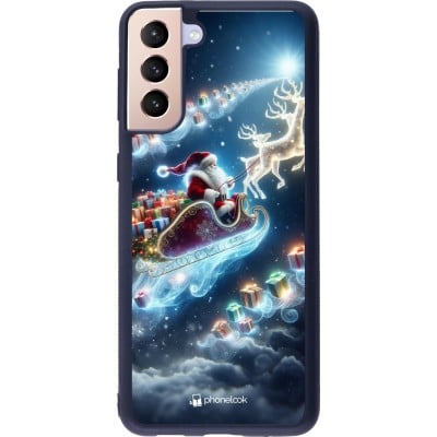 Coque Samsung Galaxy S21+ 5G - Silicone rigide noir Noël 2023 Père Noël enchanté